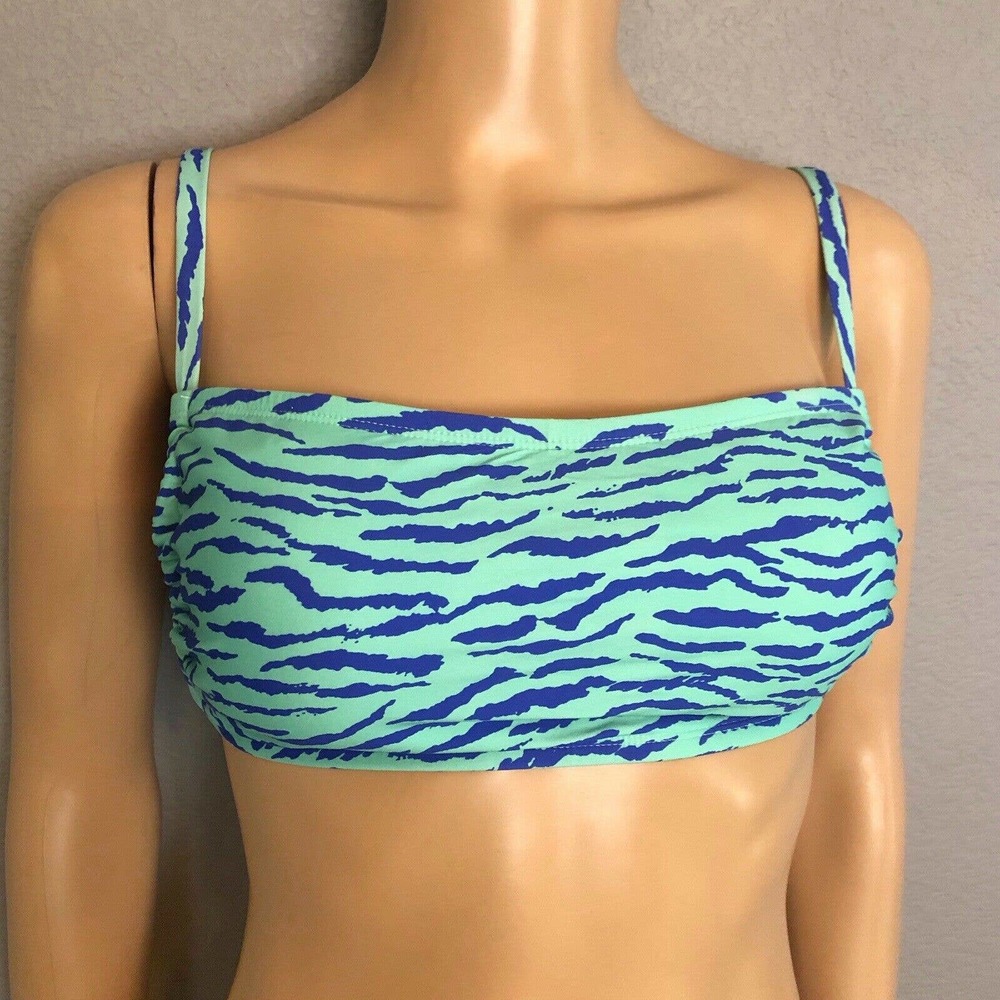 Lulus Surfs Up Zebra Print Bikini Top Tied Back B… - image 1